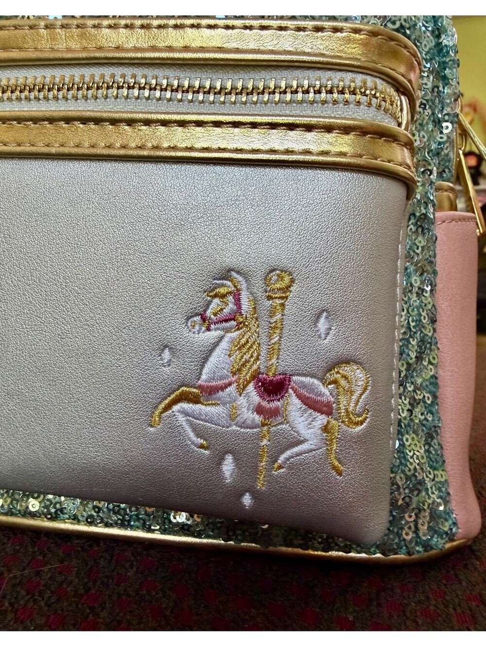Loungefly Minnie Main Attraction King Arthur Carrousel Backpack + Ears SET NWT - Picture 11 of 14